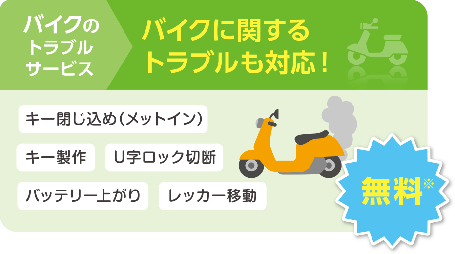 バイクのトラブルサービス バイクに関するトラブルも対応！